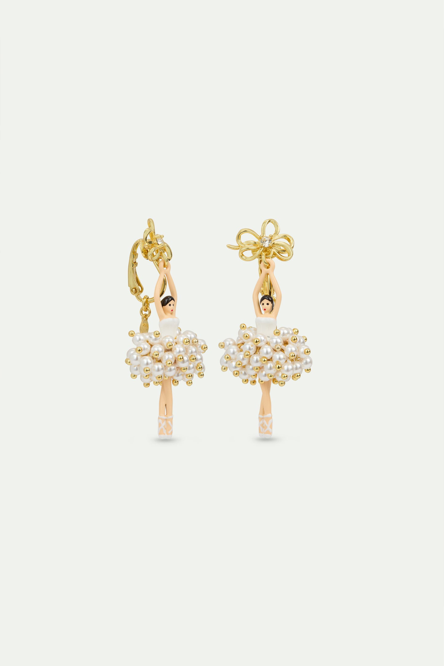 White And Gold Ballerina Earrings | AVDD1151