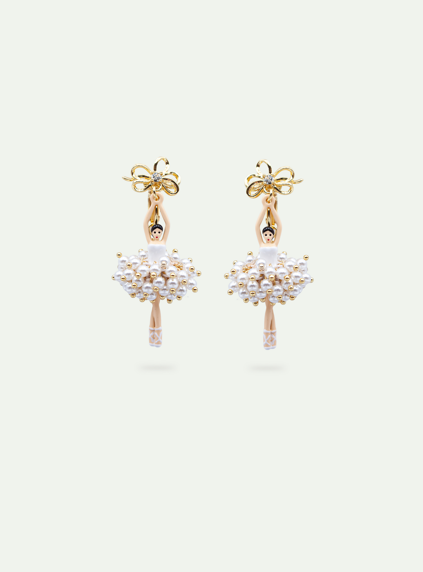 White And Gold Ballerina Earrings | AVDD1151