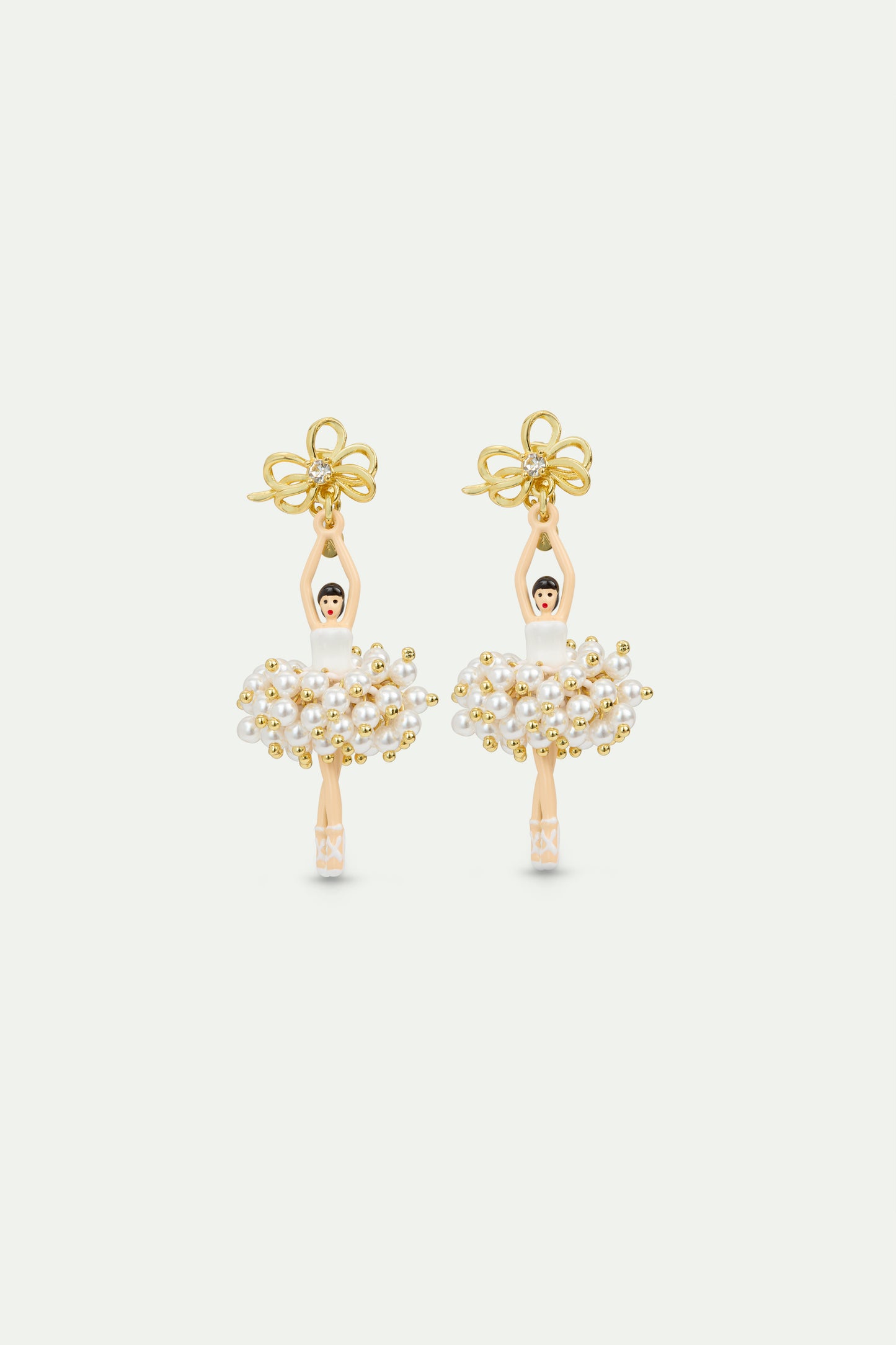 White And Gold Ballerina Earrings | AVDD1151