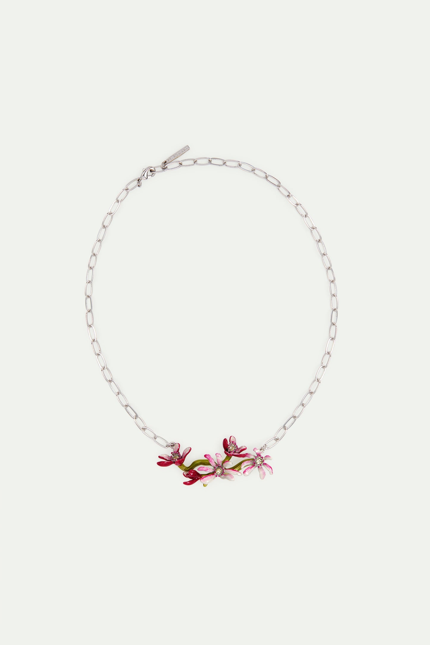 Magnolia Flowers Silver Statement Necklace | AVFA3041