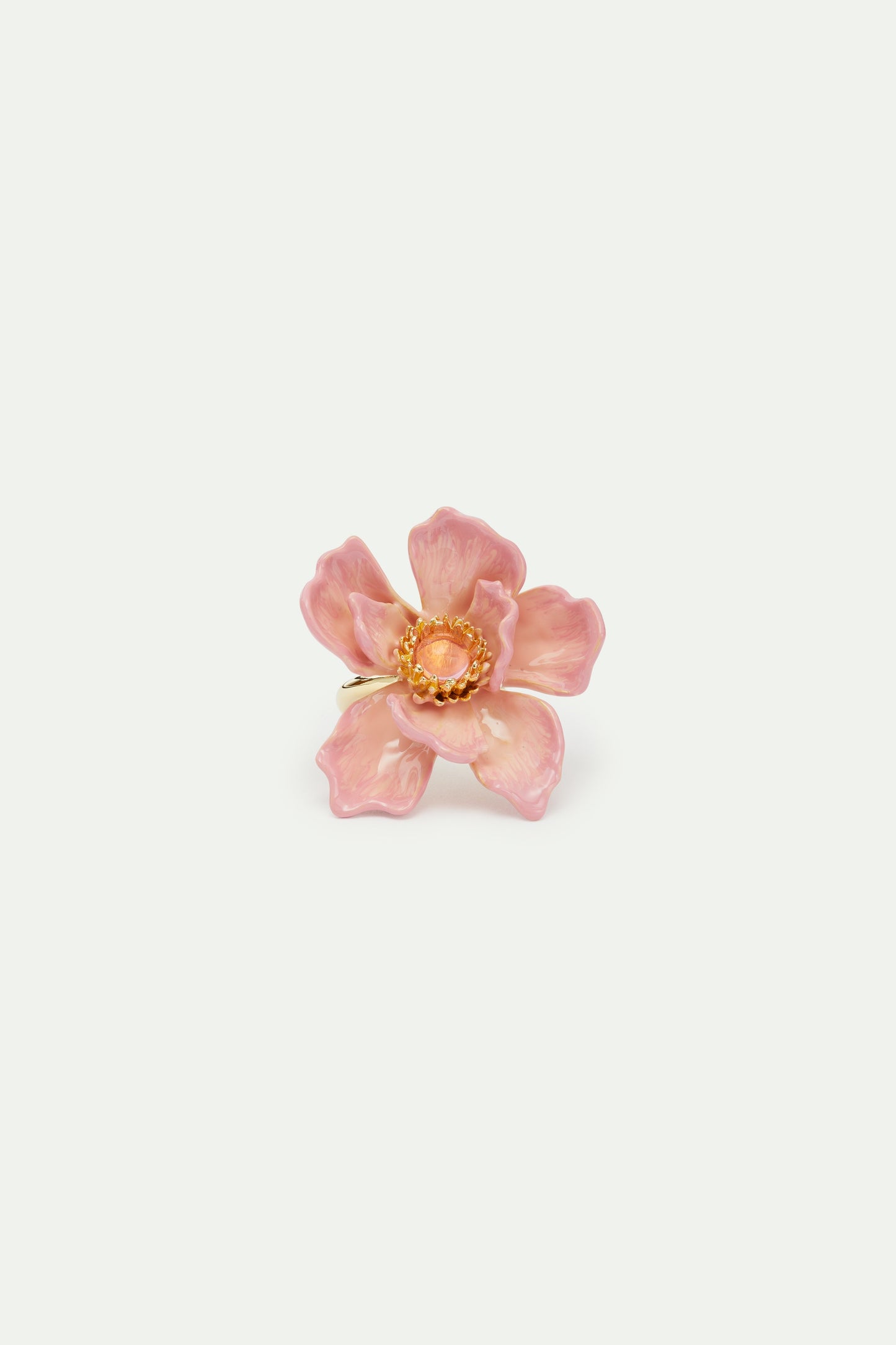 Large Magnolia Flower And Cabochon Ring