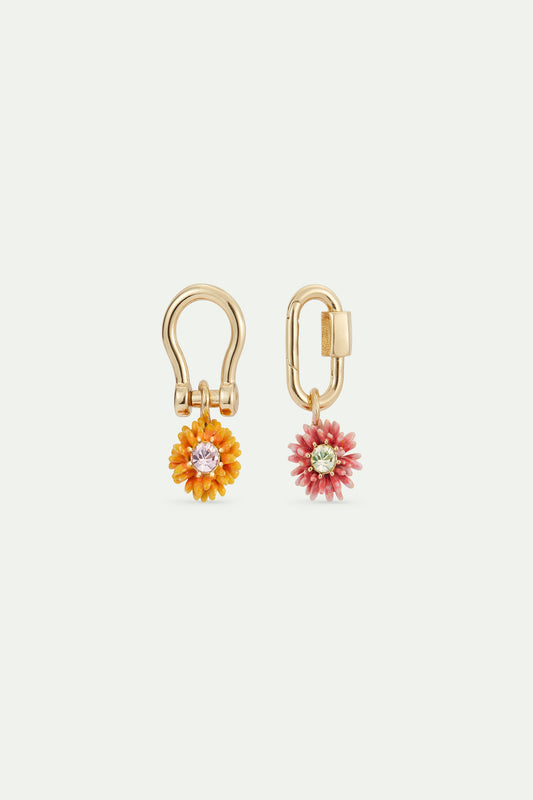 Carabiner And Flower Earrings