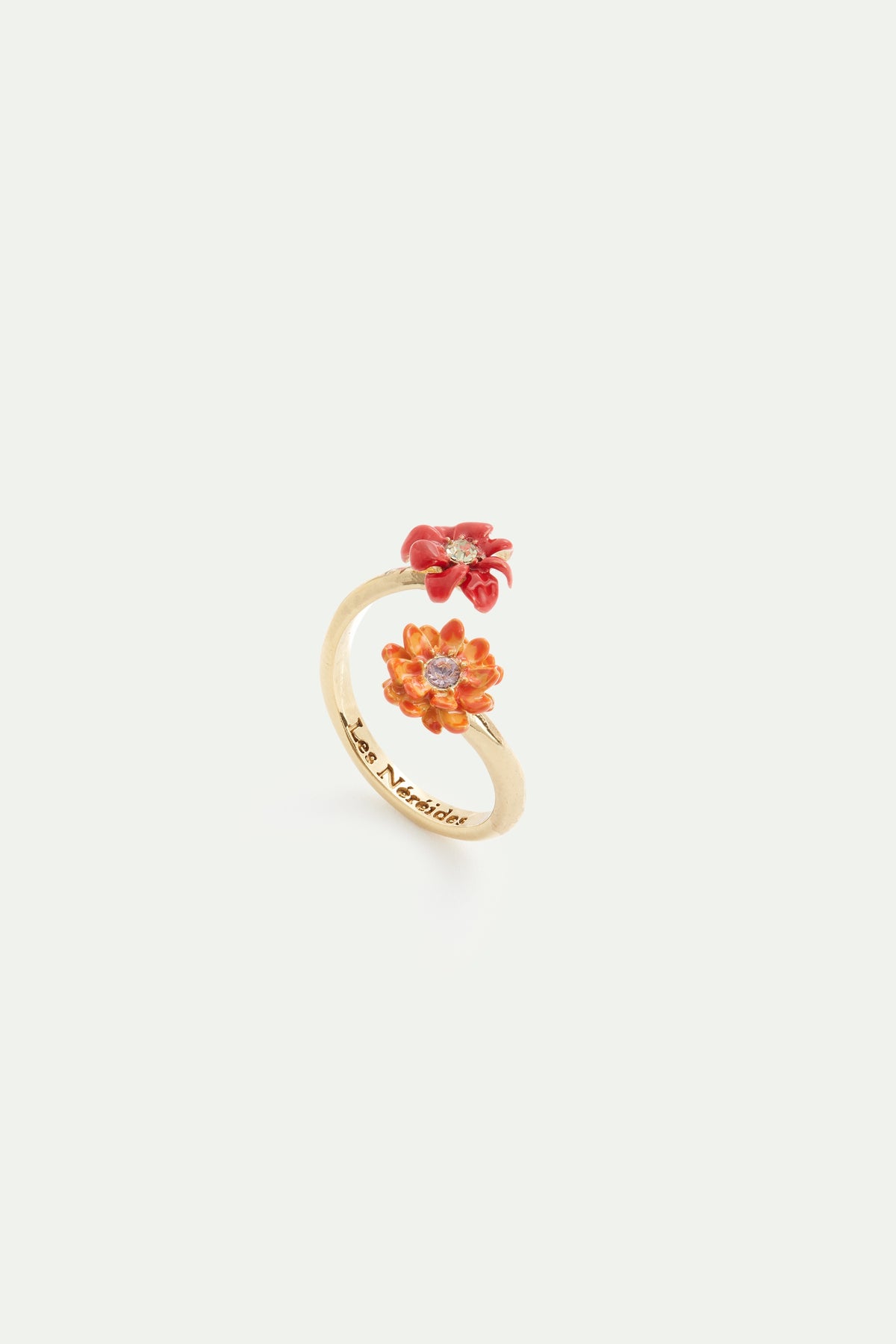 Flower And Crystal Adjustable Ring | AVFR6021