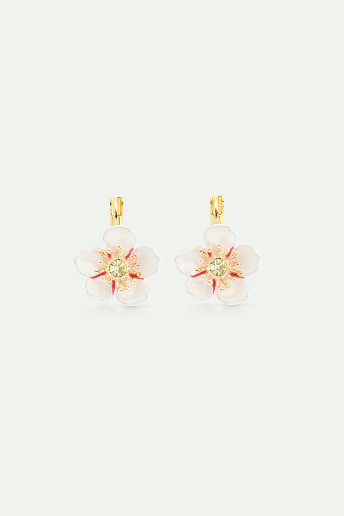 White Cherry Blossom Sleeper Earrings | avha1011