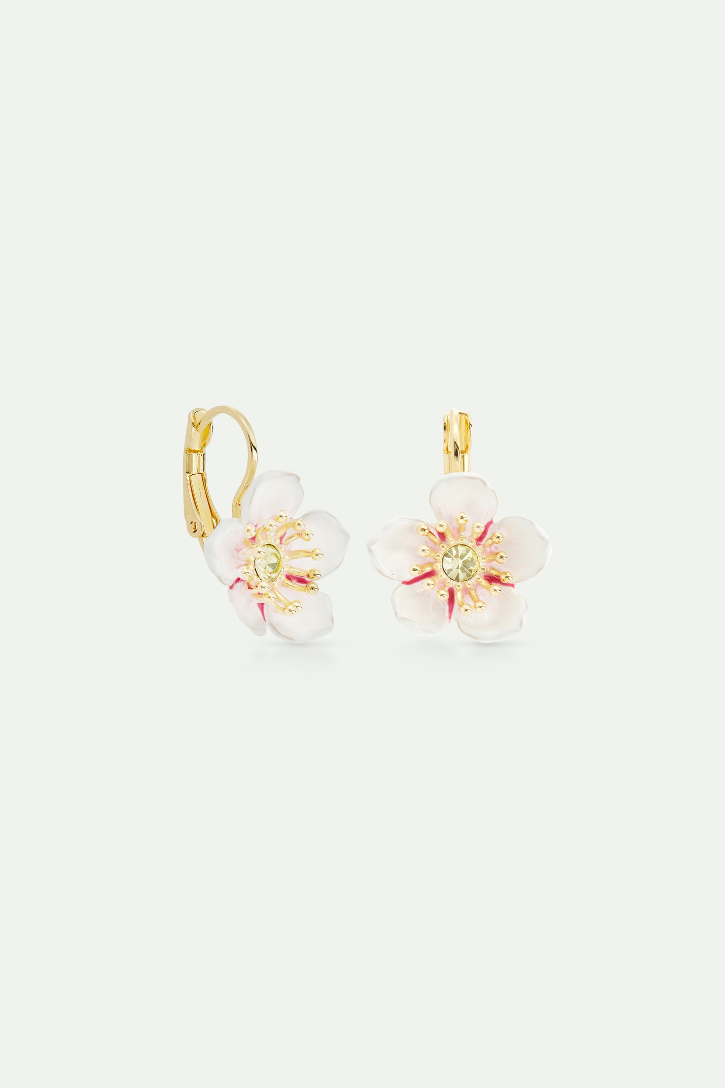 White Cherry Blossom Sleeper Earrings | avha1011