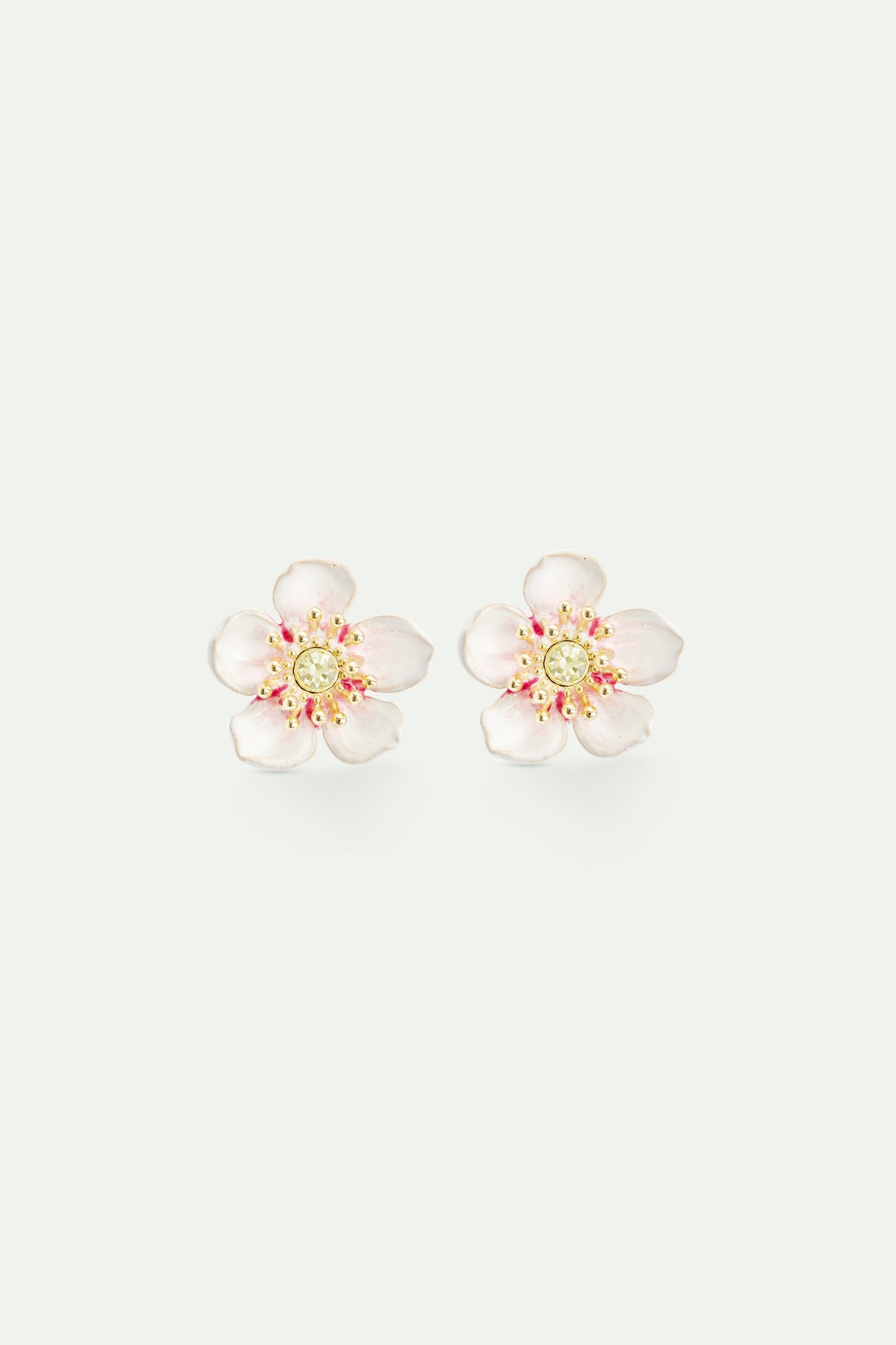 White Cherry Blossom Sleeper Earrings | avha1011