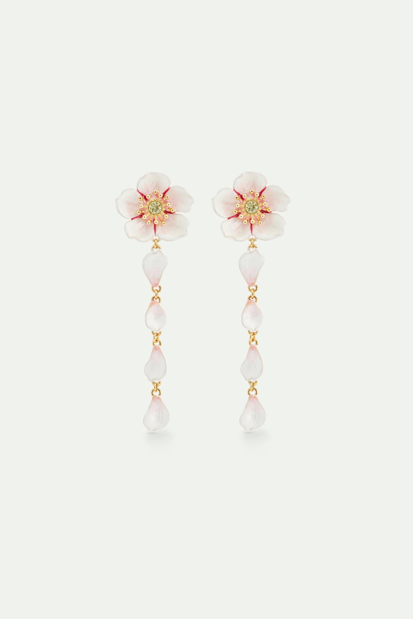 White Cherry Blossom Dangle Post Earrings | avha1021
