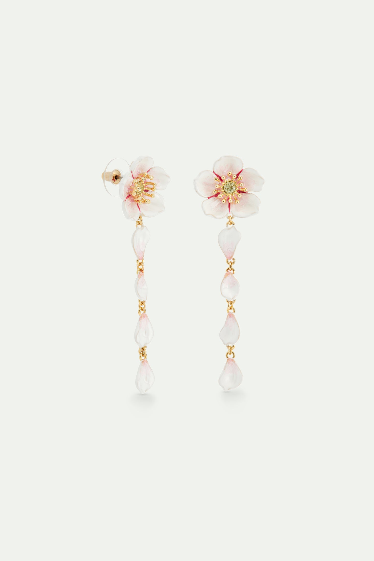 White Cherry Blossom Dangle Post Earrings | avha1021