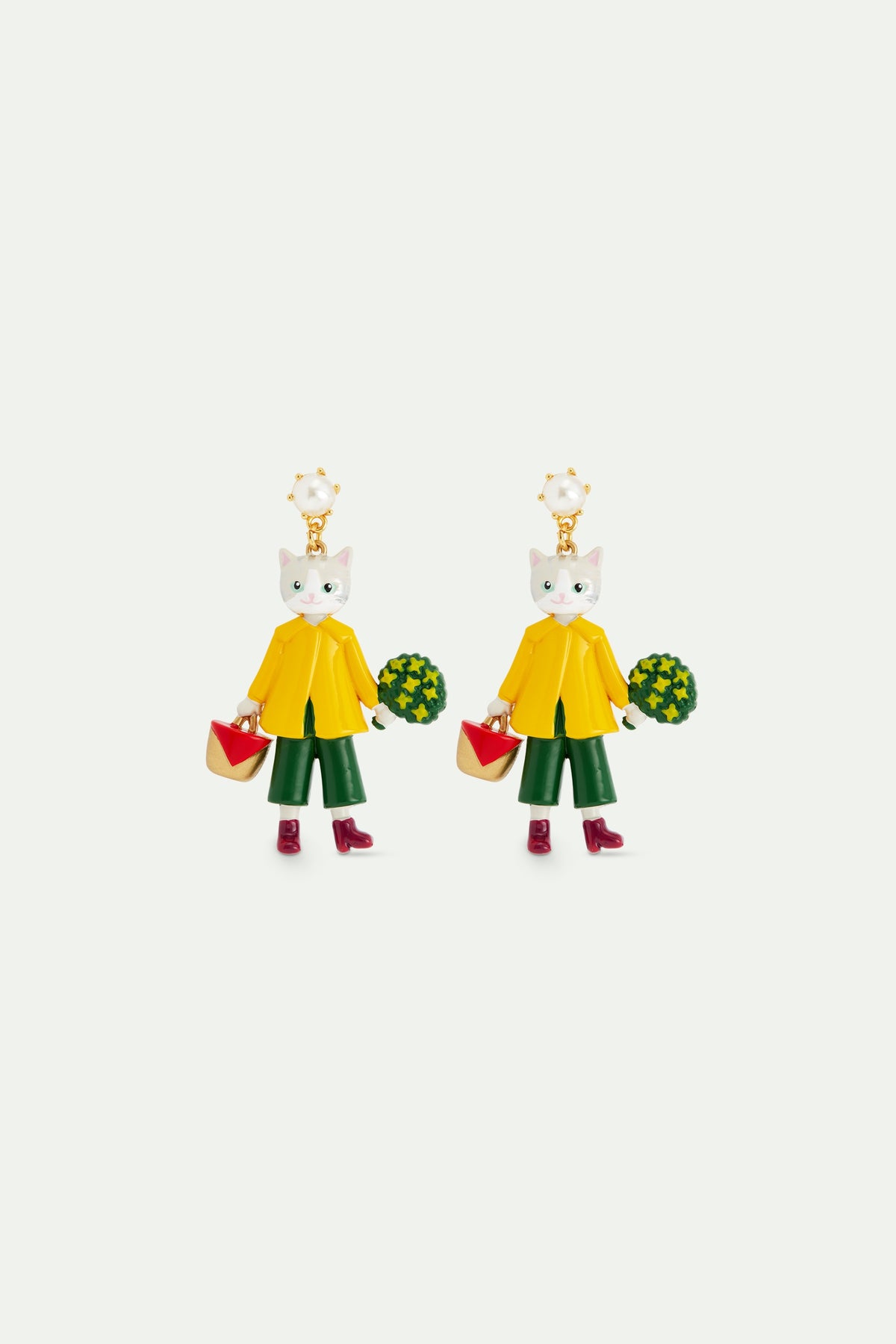 Cat With Yellow Raincoat Dangle Earrings | AVHP1041
