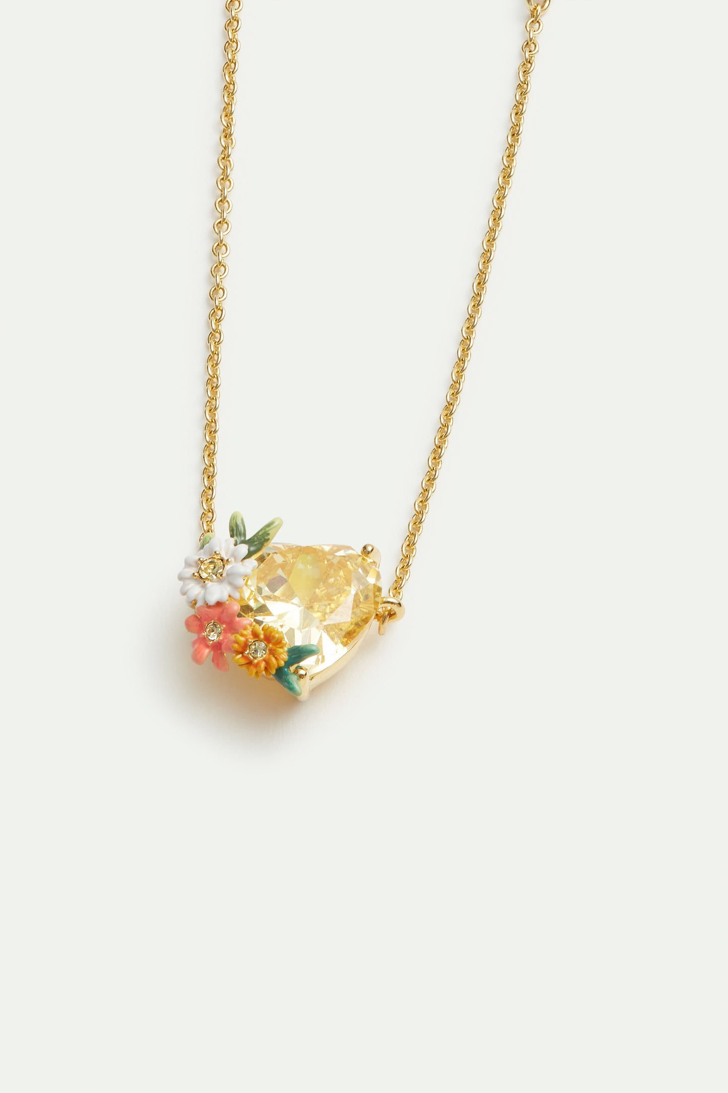 Fine Yellow Heart Bracelet With Zinnias And Daisies | AVJC2041