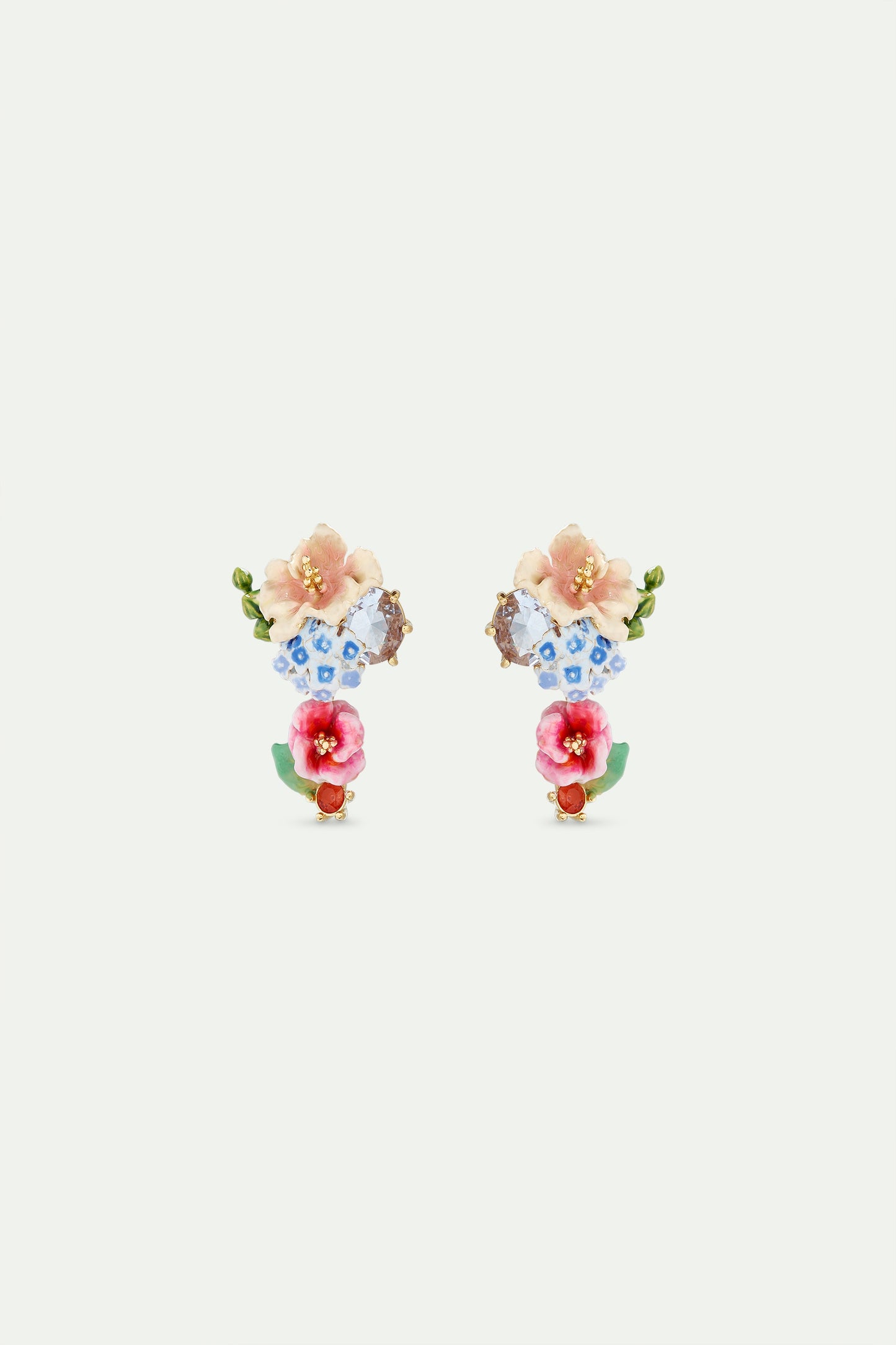 Faceted Stone Earrings With Hydrangea And Lavender Flowers | AVJH1021