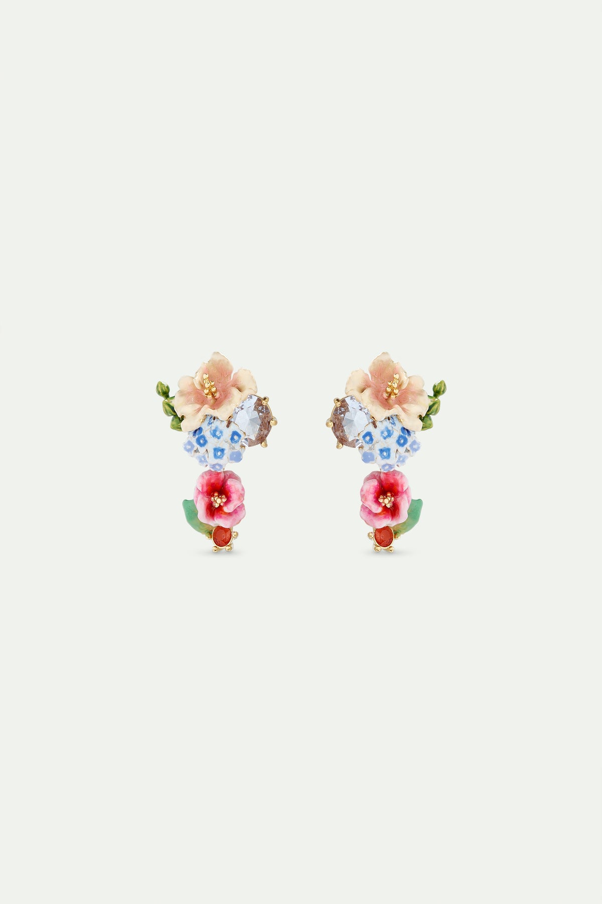 Faceted Stone Earrings With Hydrangea And Lavender Flowers | AVJH1021