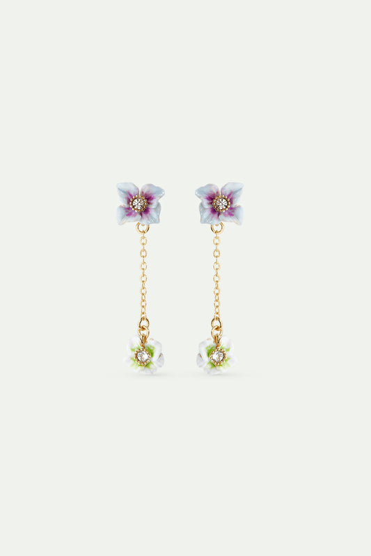 White And Purple Hydrangea Flowers Dangle Earrings
