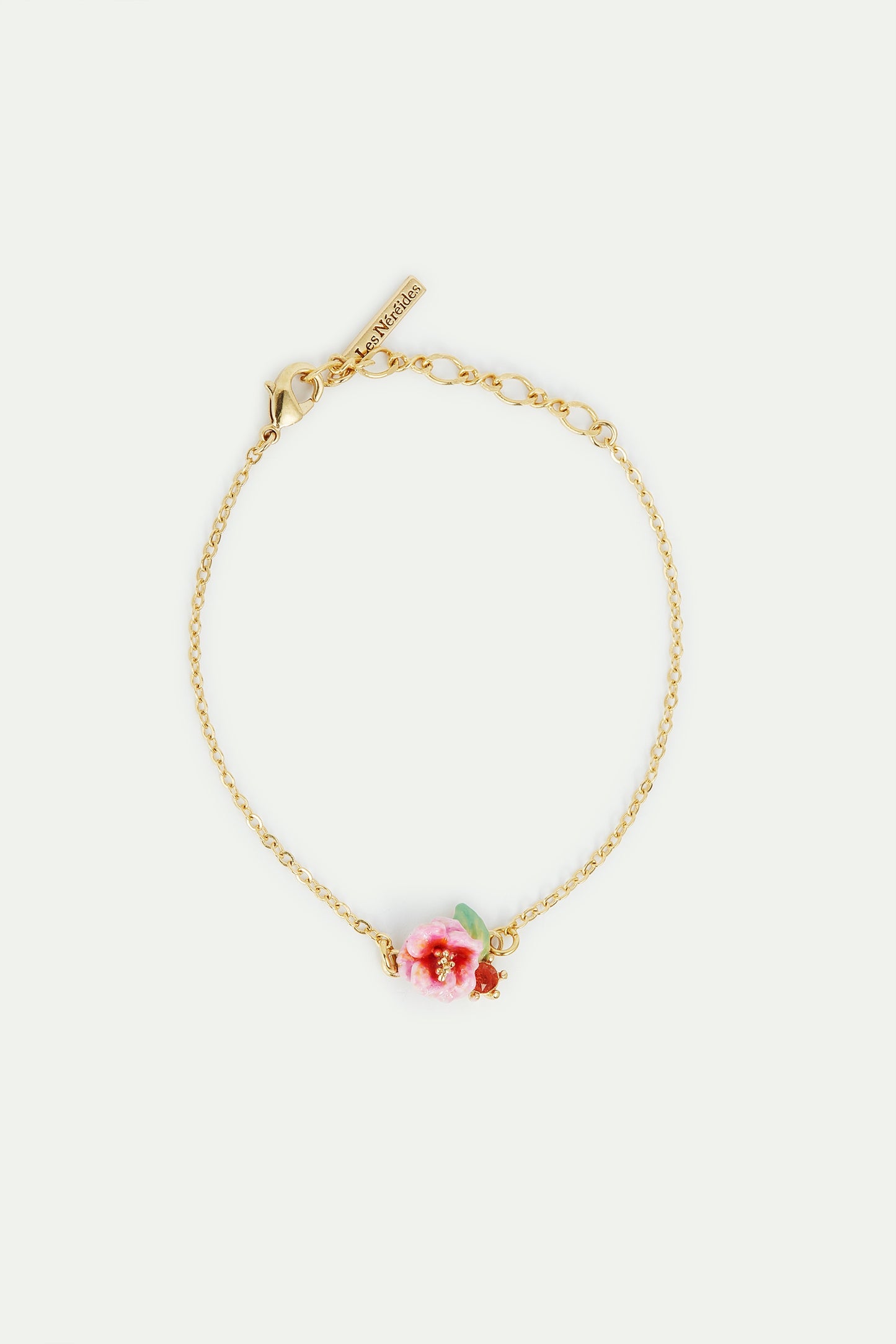Pink Hydrangea Flower And Cut Stone Fine Bracelet | AVJH2031