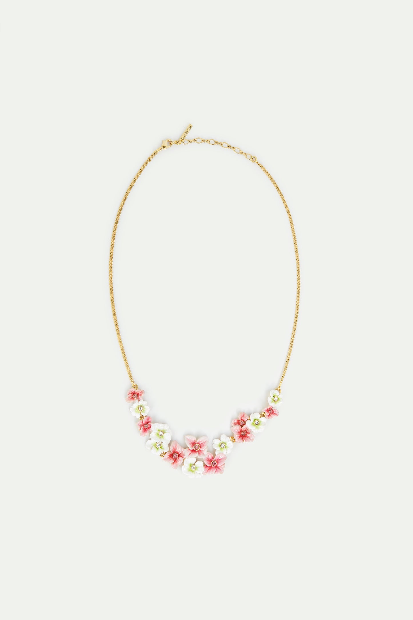 Pink And White Hydrangea Flowers Statement Necklace | AVJH3011