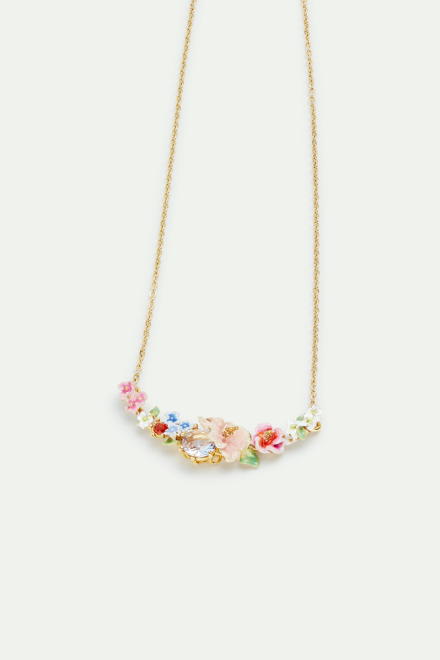 Flower Bouquet And Round Stone Statement Necklace | AVJH3021
