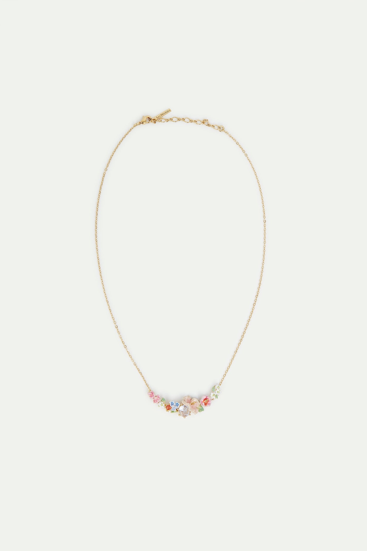 Flower Bouquet And Round Stone Statement Necklace