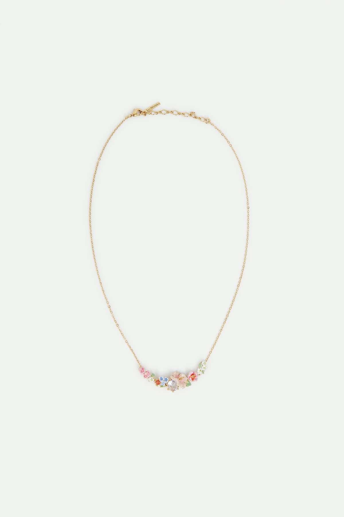 Flower Bouquet And Round Stone Statement Necklace | AVJH3021