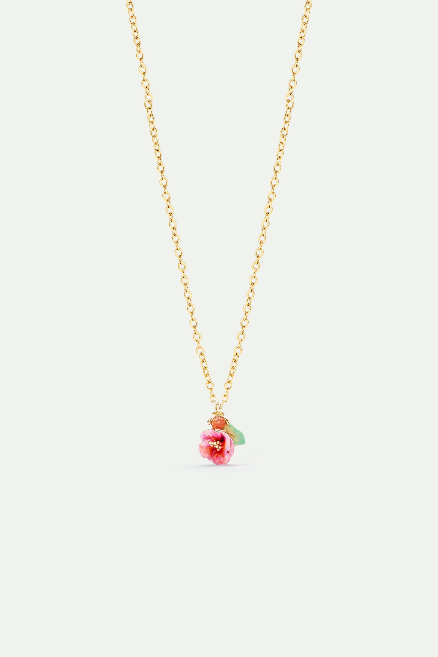 Hollyhock And Faceted Crystal Pendant Necklace | AVJH3041