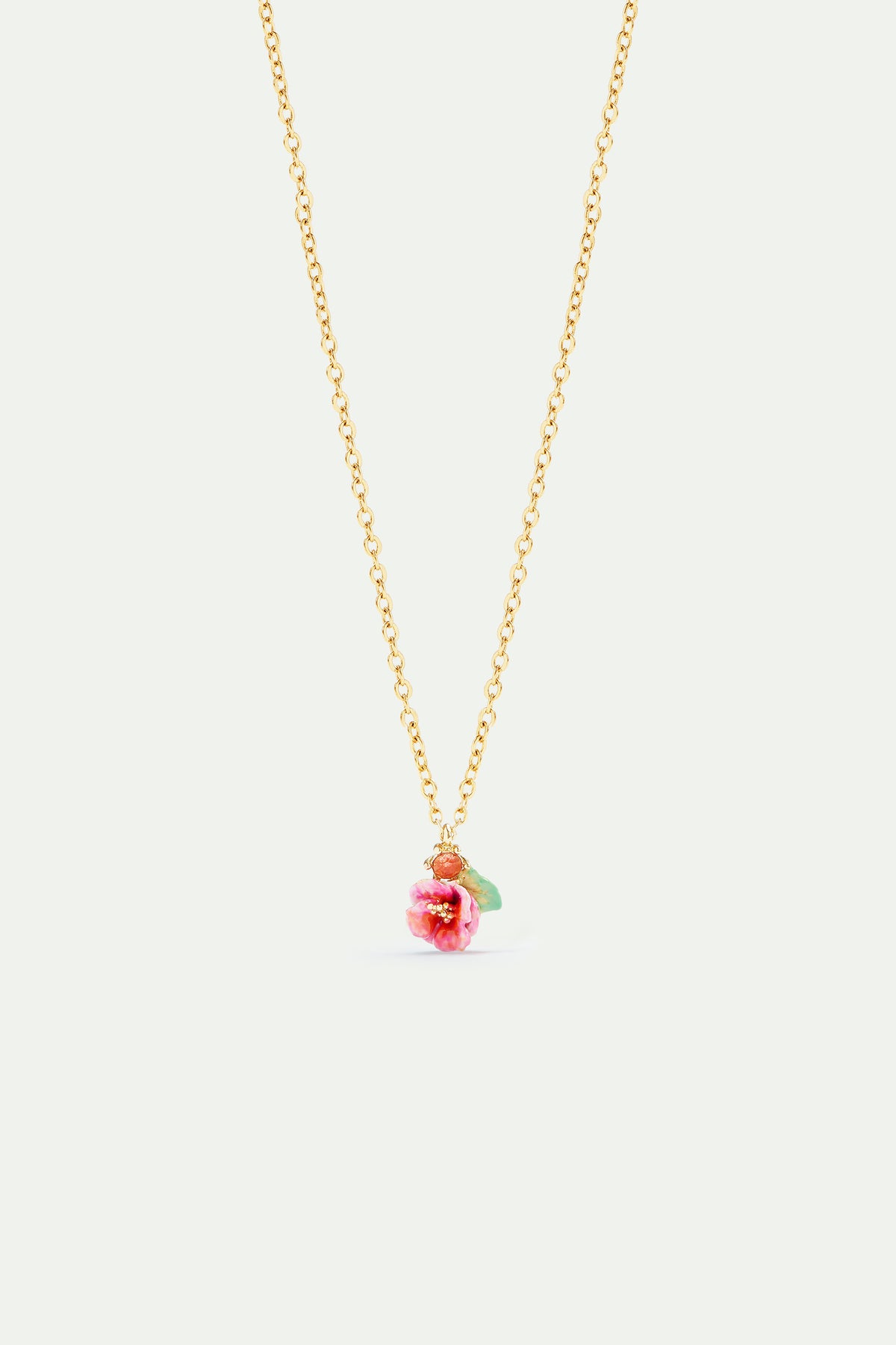 Hollyhock And Faceted Crystal Pendant Necklace | AVJH3041