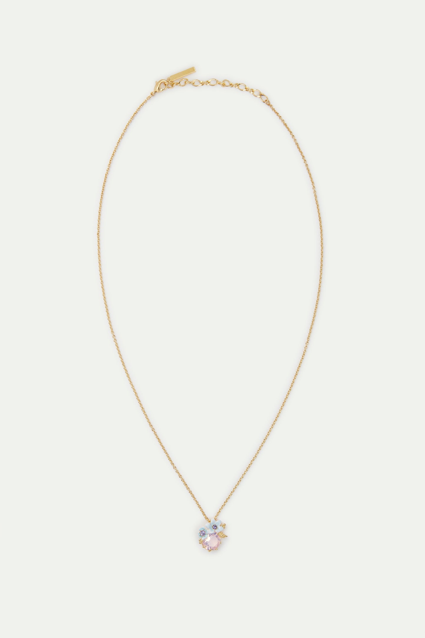 Round Purple Stone And Blue Flower Wedding Necklace | AVJV3041