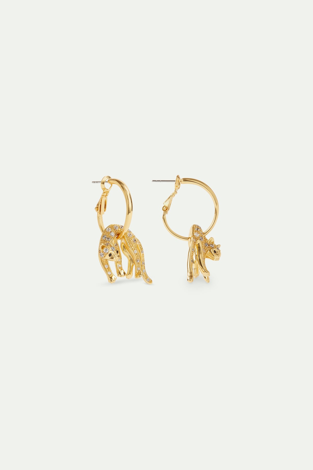 Cat And Crystal Golden Hoop Earrings | AVLA1021