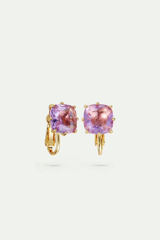 Lavender Diamantine Square Stone Earrings