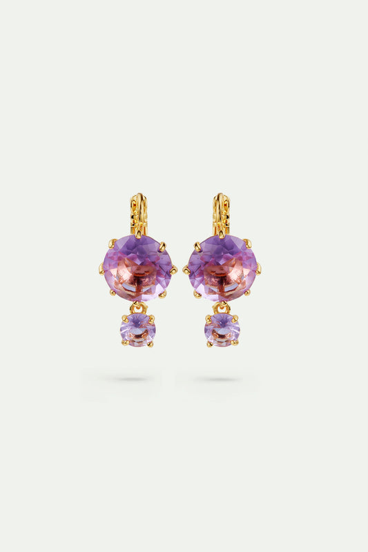 Lavender Diamantine Two Stone Earrings