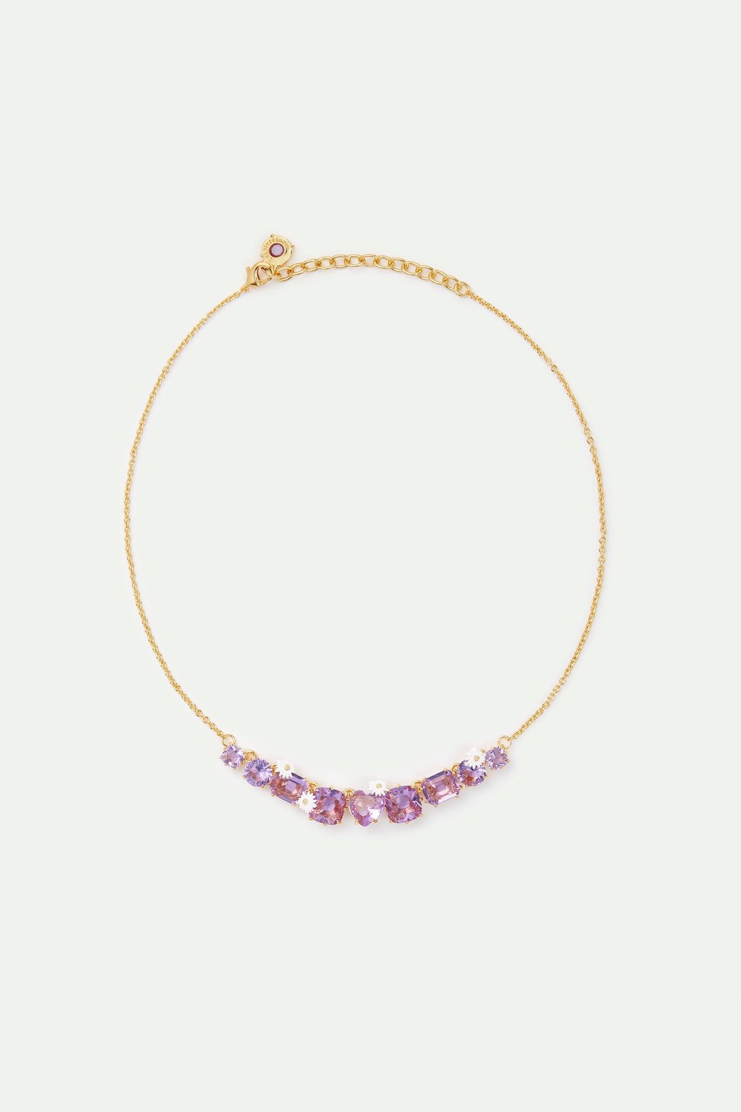 Fine Lavender Diamantine Nine Stone Necklace With Daisies