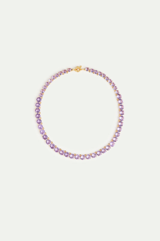 Lavender Diamantine Round Stone Choker Necklace | AVLD3321