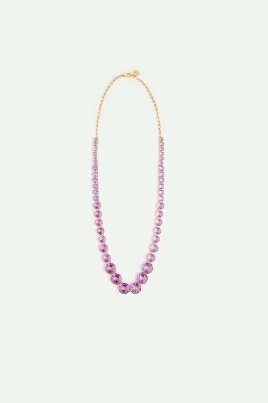 Long Lavender Diamantine Round Stone Necklace | AVLD3511