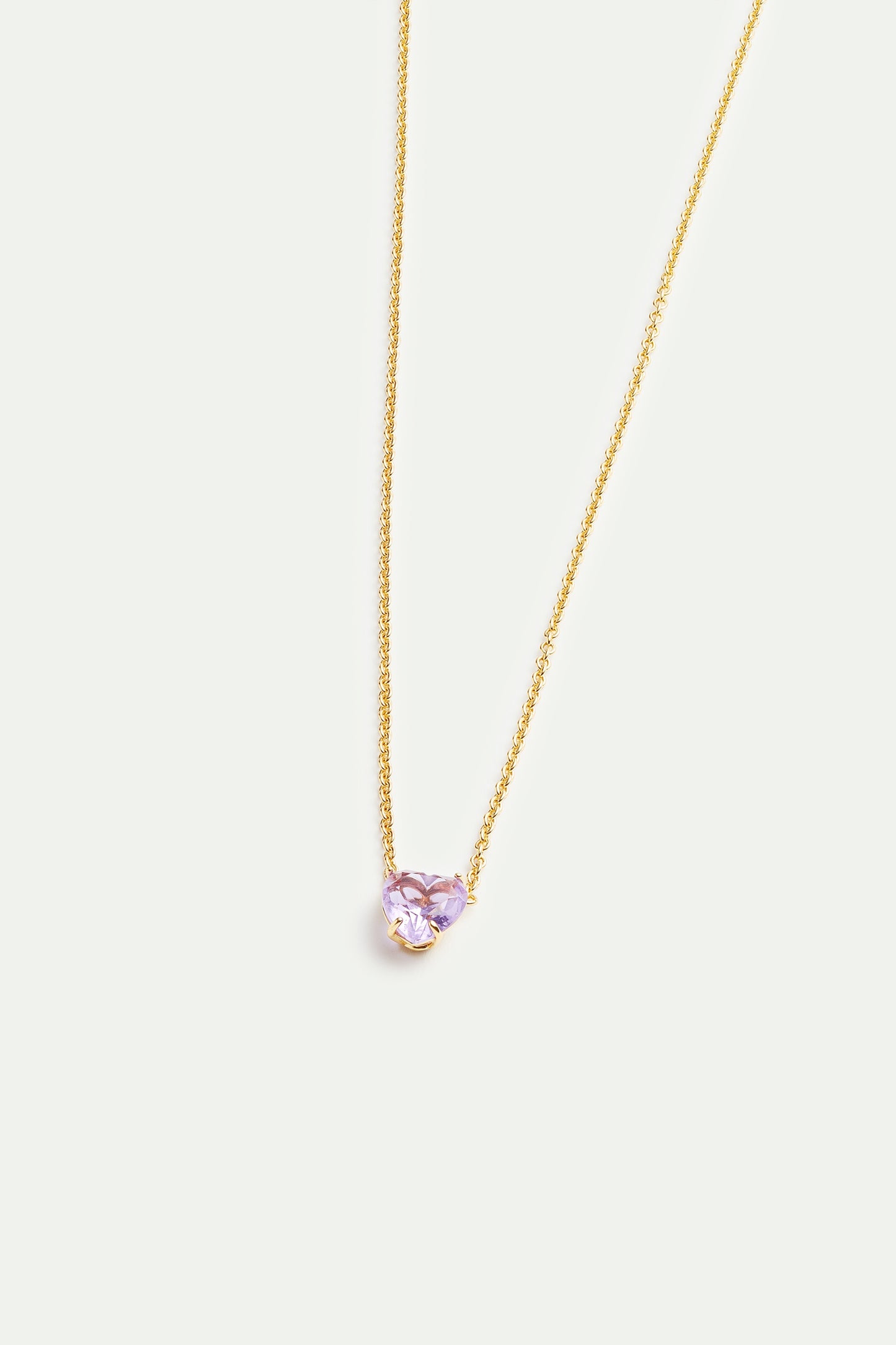 Fine Lavender Diamantine Heart-Shaped Stone Necklace