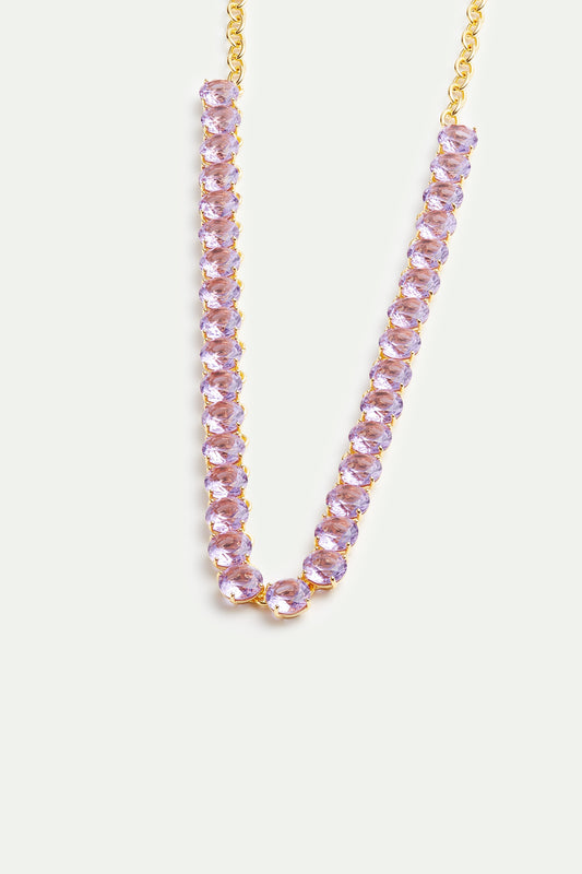 Lavender Diamantine Round Stone Chocker Necklace | AVLD3561