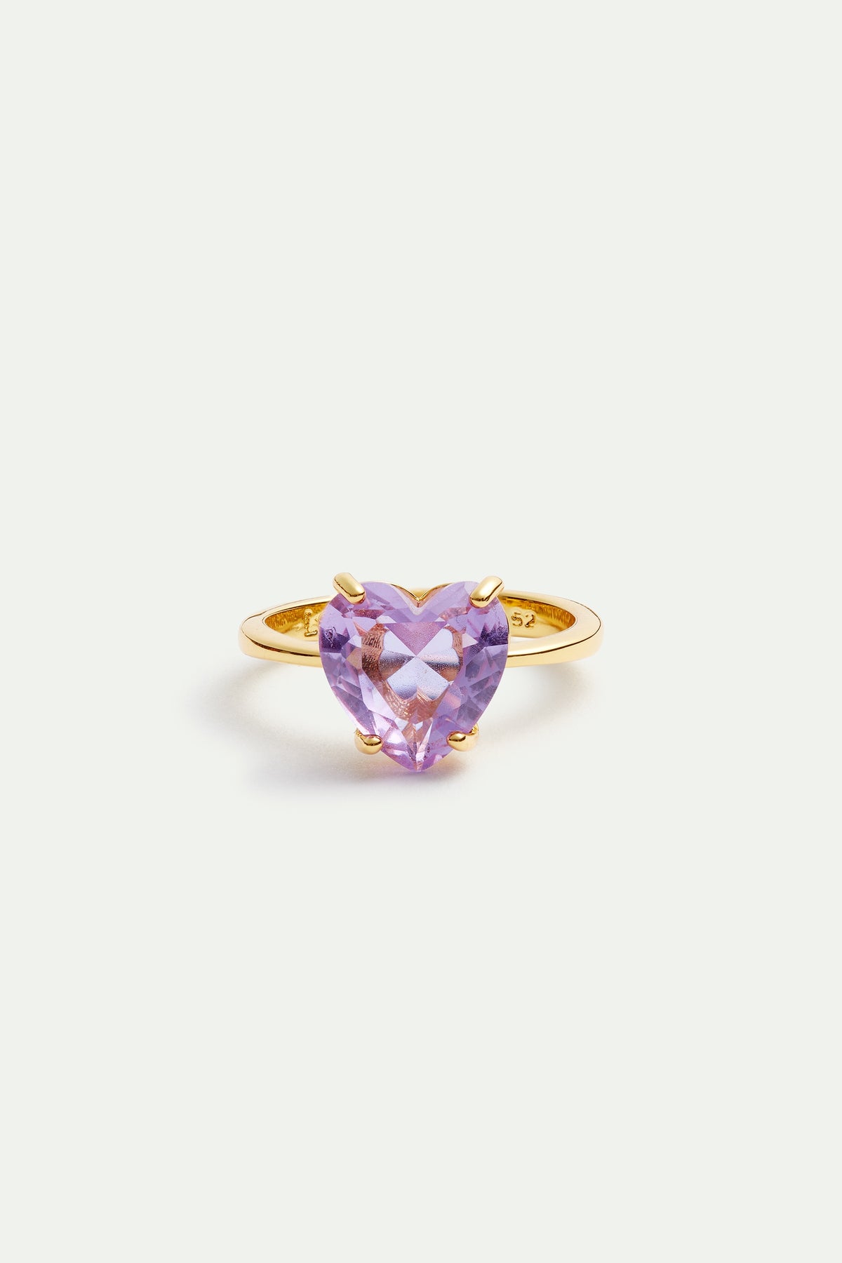 Lavender Diamantine Heart-Shaped Stone Solitaire Ring | AVLD6171