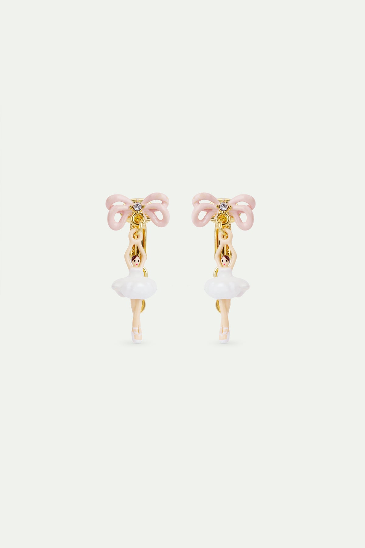 White Tutu And Pink Bow Mini Ballerina Earrings | AVMDD1011