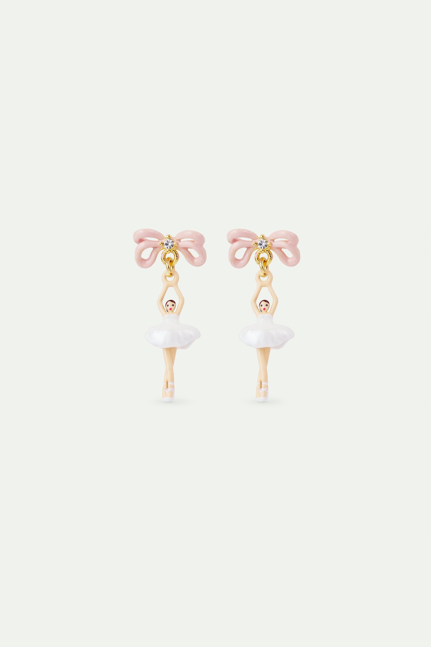 White Tutu And Pink Bow Mini Ballerina Earrings | AVMDD1011