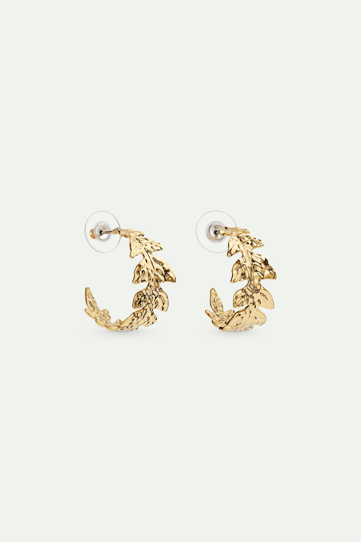 Golden Leaf Crown Hoop Earrings | AVNF1141