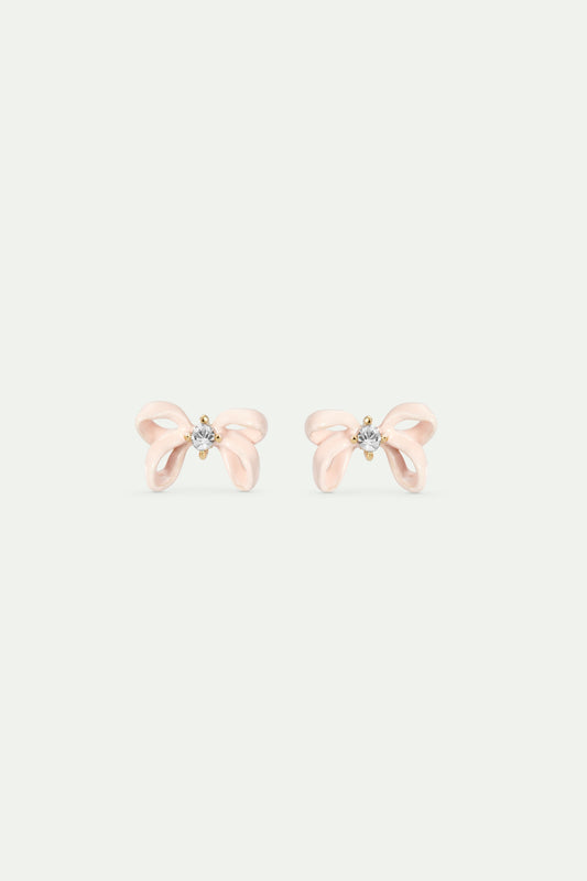 Pink Ribbon And Faceted Crystal Earrings