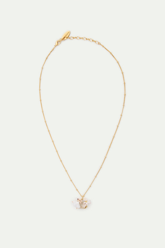 Ballerina, Lily Flower And Faceted Stone Pendant Necklace