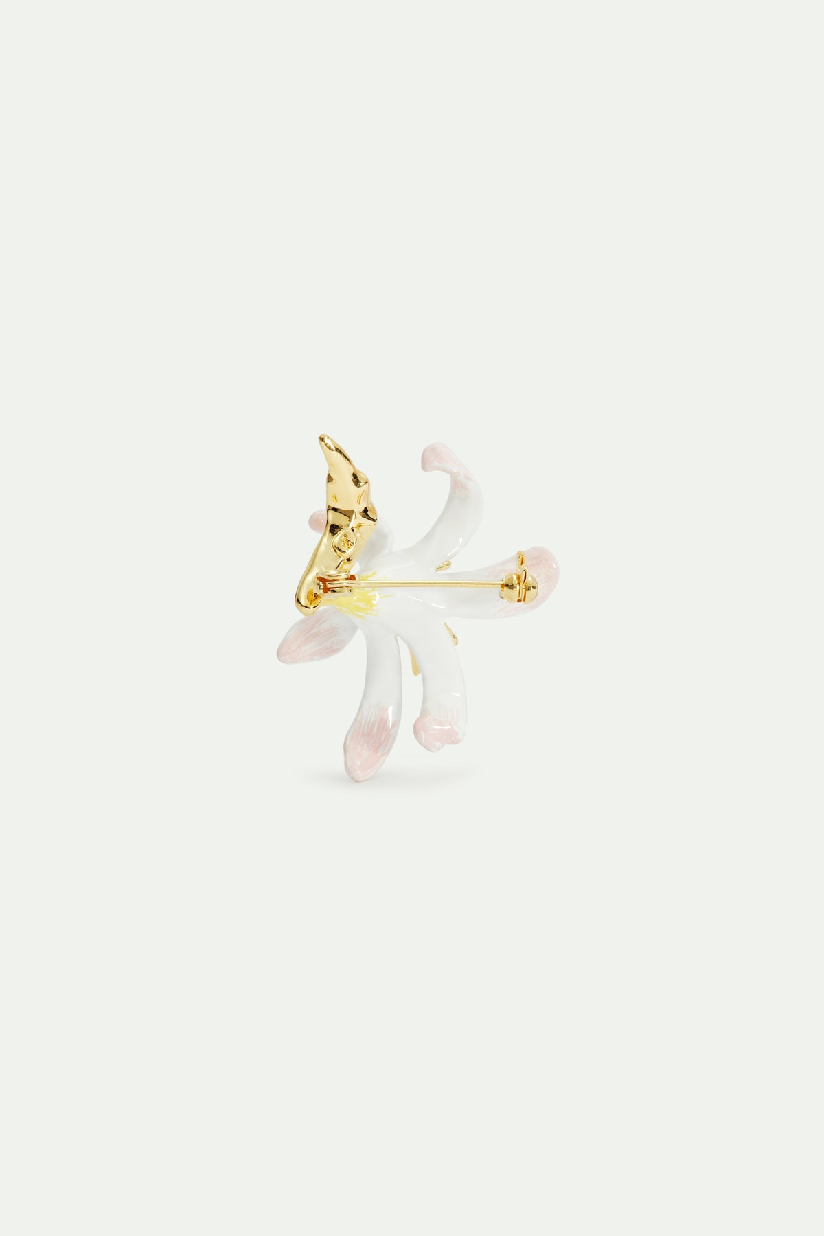White Lily Flower And Crystal Brooch | AVOP5011