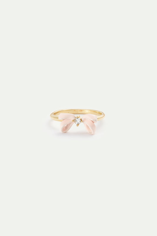 Pink Ribbon And Crystal Adjustable Ring | AVOP6041
