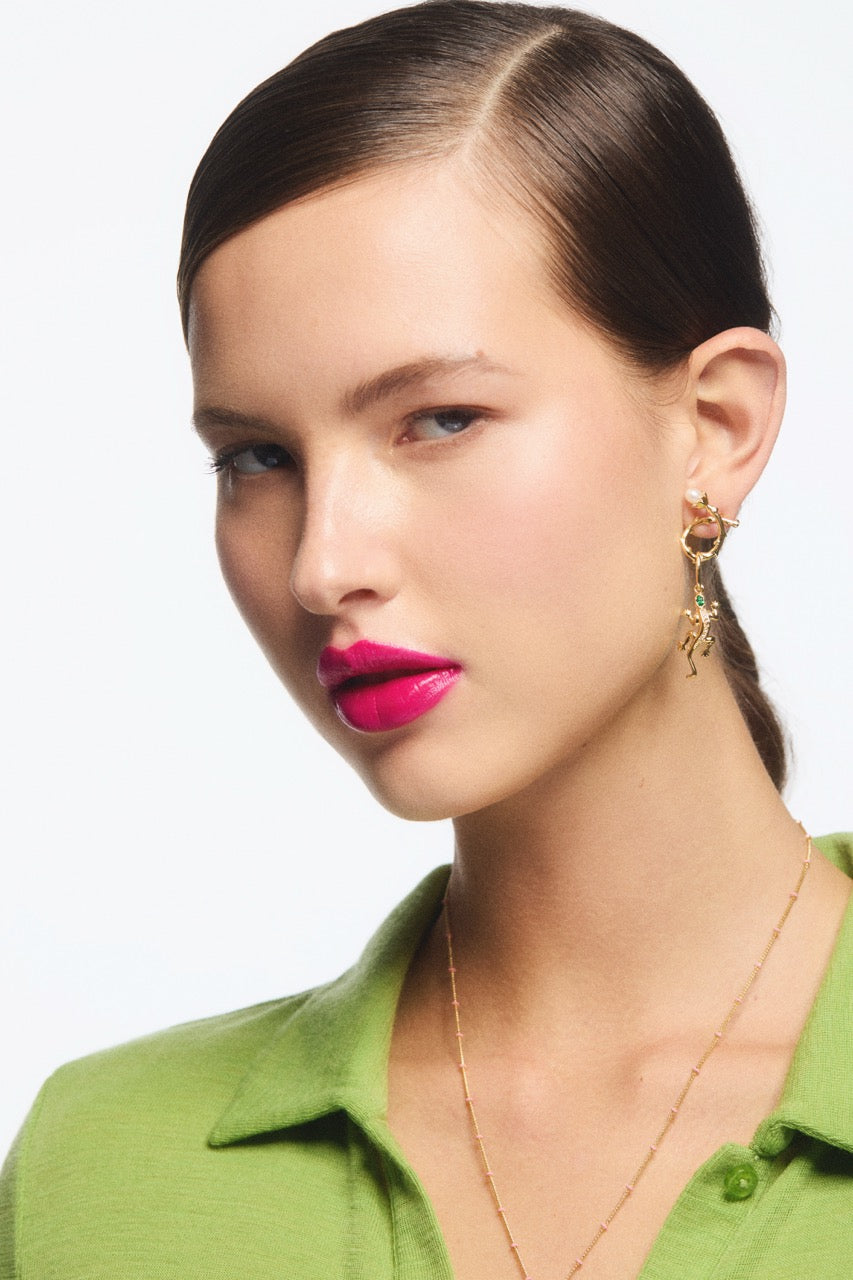 Twisted Post Golden Hoop Earrings | avpe1021