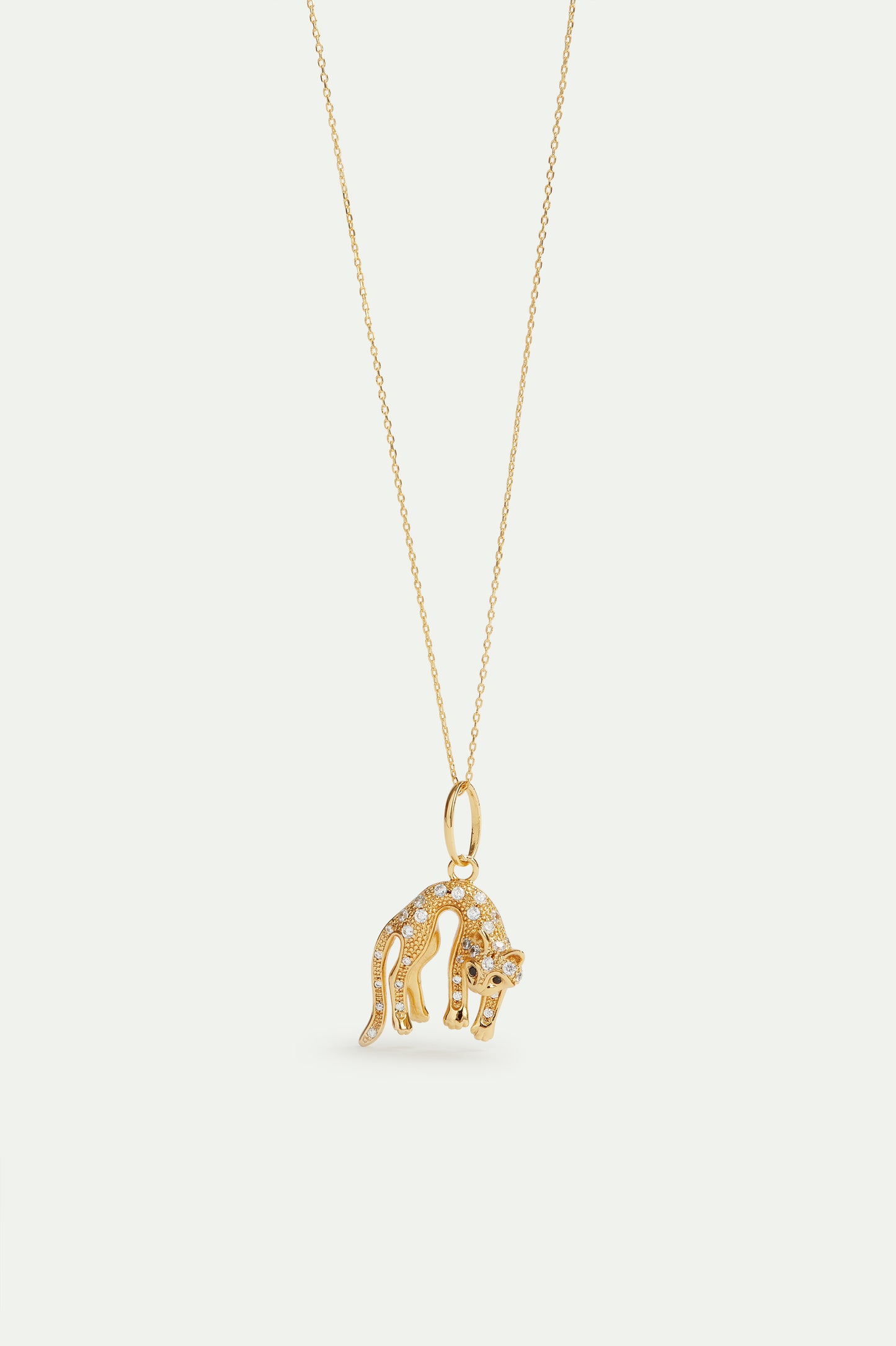 Golden Cat With Crystals Pendant, Care And Gentleness | avpe4271