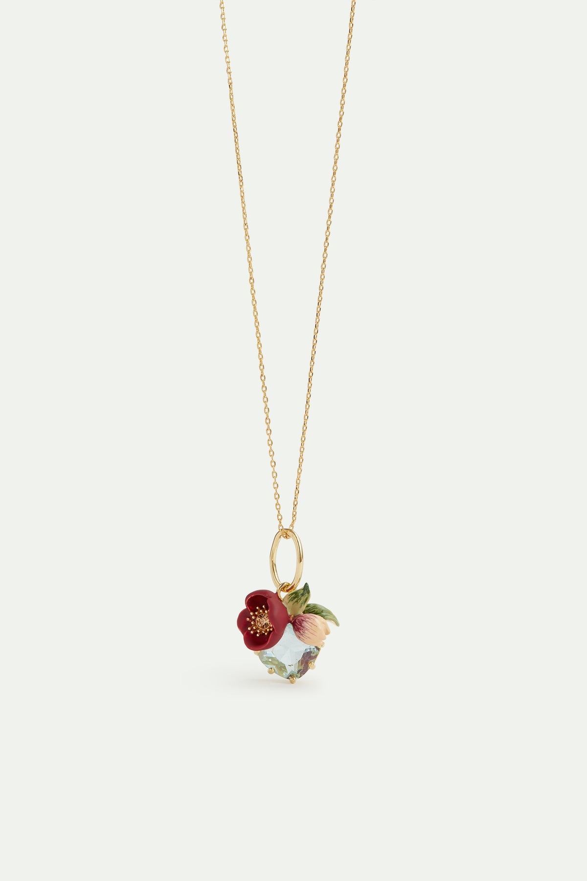 Red Helleborus And Cut Stone Pendant, Serenity And Love | avpe4411