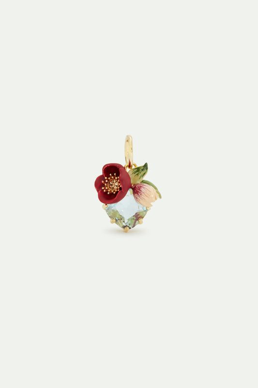 Red Helleborus And Cut Stone Pendant, Serenity And Love | avpe4411