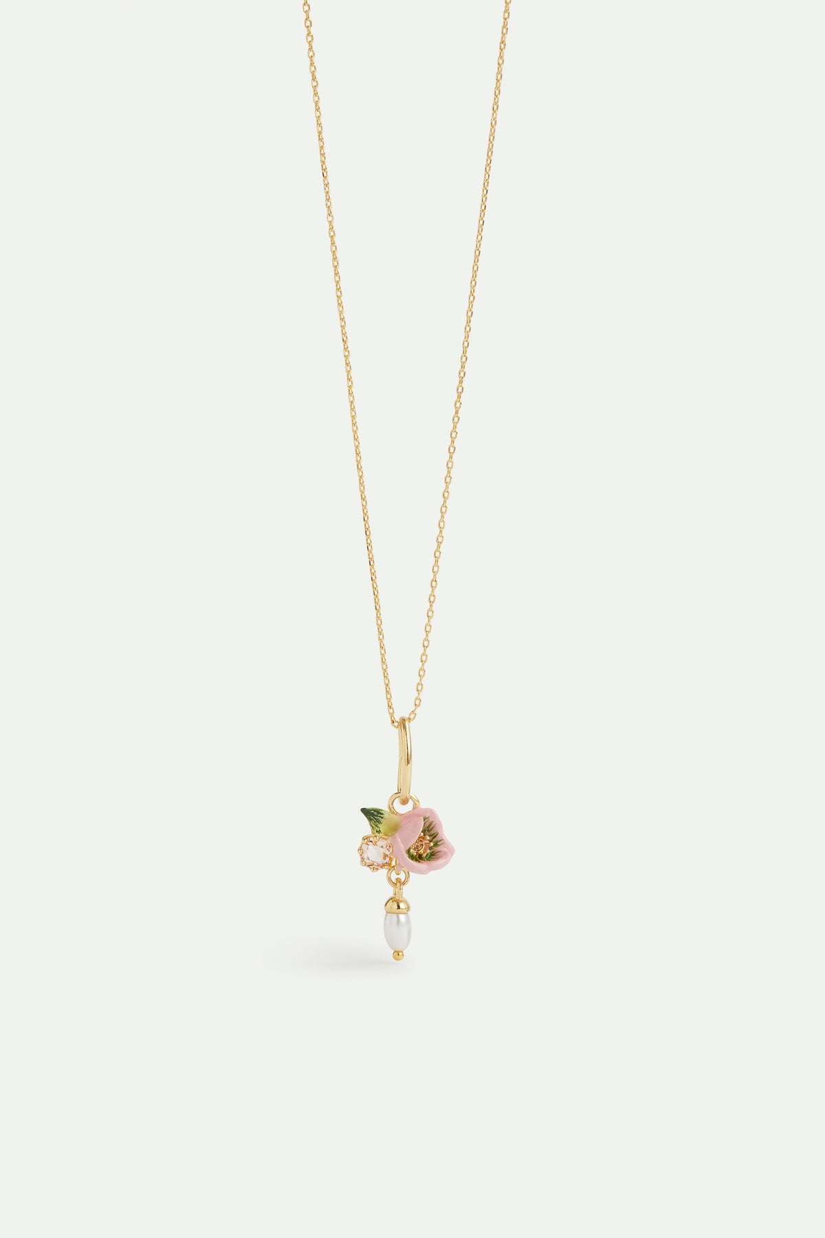Pink Helleborus And Artificial Pearl Pendant, Feminity And Gentleness | avpe4421