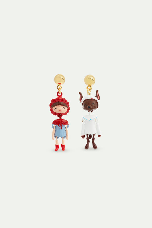 Little Red Riding Hood And Wolf Earrings