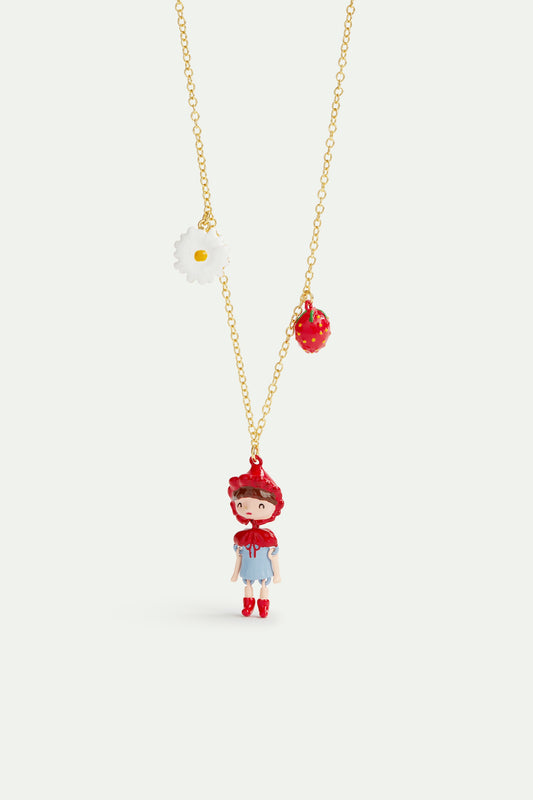 Little Red Riding Hood, Strawberry And Daisy Pendant Necklace | AVPO3011