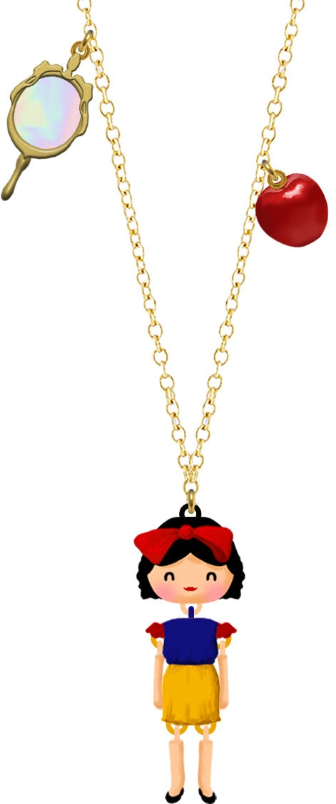 Snow White, Apple And Mirror Pendant Necklace | AVPO3031