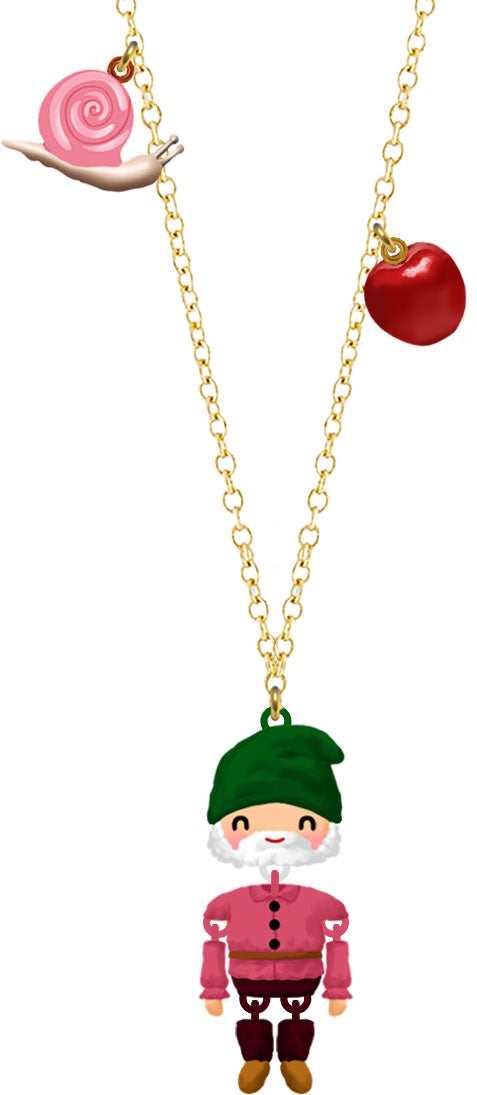 Dwarf, Apple And Snail Pendant Necklace | AVPO3041